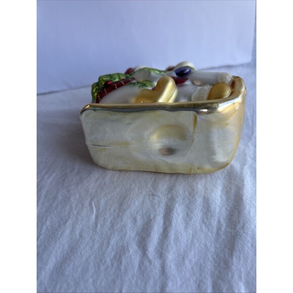 Vintage Glass Snowman Sled Ornament Hand Painted Glitter Christmas Holiday - Picture 7 of 7